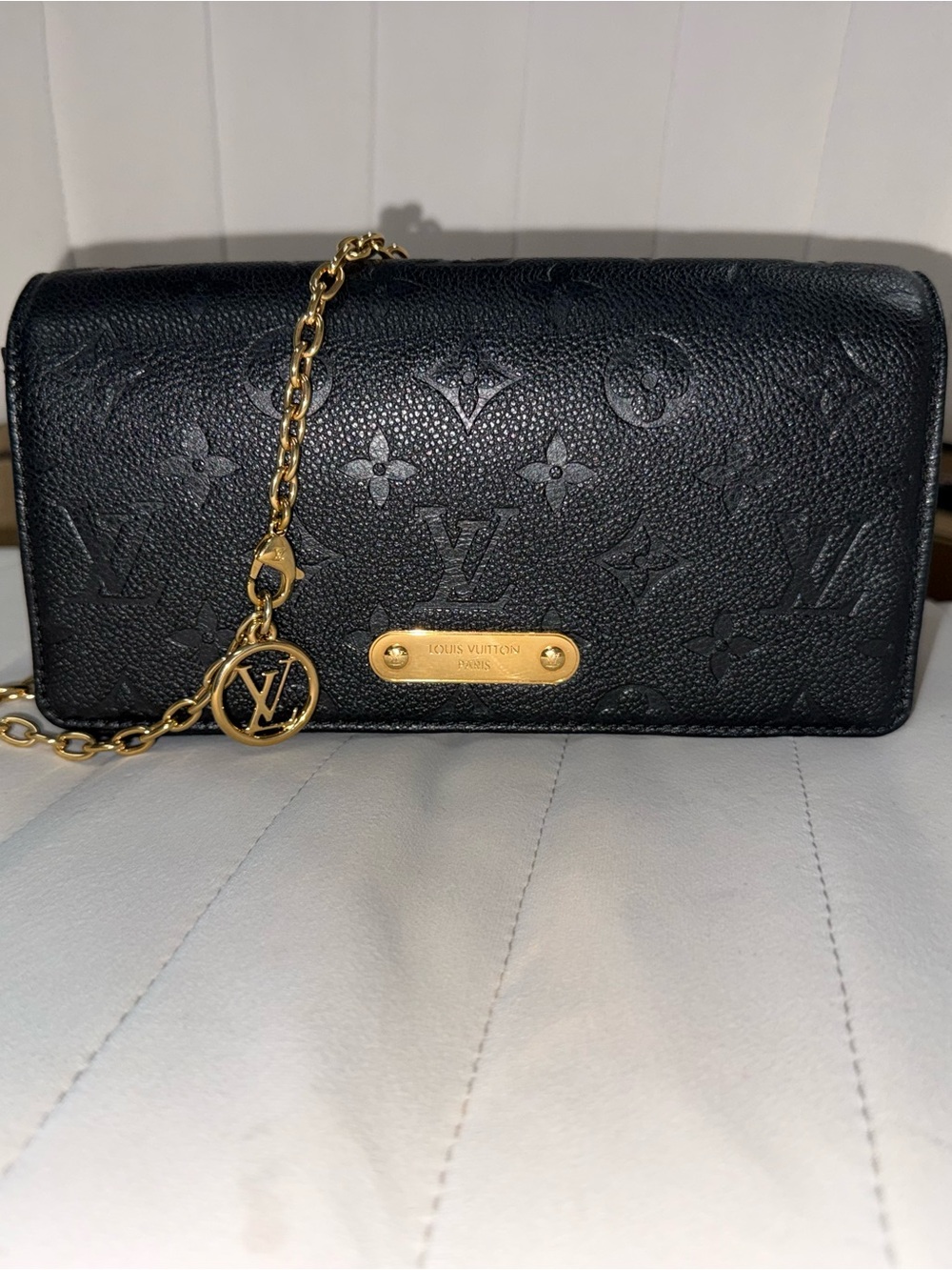 Louis Vuitton Black Monogram Empreinte Wallet on Chain Lily
